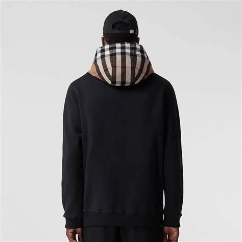 burberry check hood hoodie men